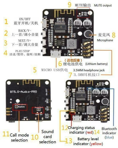 Bluetooth 5.0 MP3 Decoder Board Audio Pro Receiver MP3 Lossless Player Wireless - Picture 9 of 12