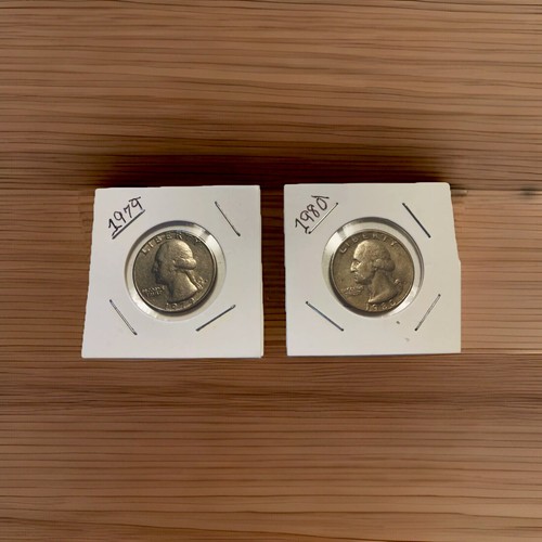 1979 & 1980 Quarters ~ No Mint Mark ~ “In Cod We Trust Error”
