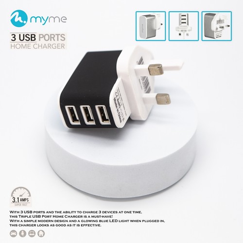 Home Charger Mains USB 3 Pin UK Wall Plug Adapter Charging for Phones Dif Models - Picture 62 of 172