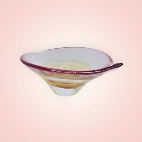 Evolution by Waterford Crystal Console Bowl Candy Dish Pink Amber Marked 10" - Picture 8 of 12