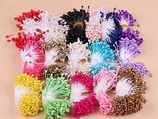1500Pcs Pearl Effect Artificial Flower Stamen Pistil Double Heads Cotton String