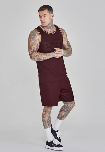 SikSilk Mens Burgundy Basketball Vest Medium - Picture 4 of 5