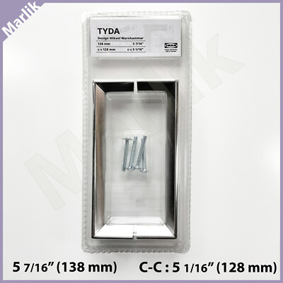 IKEA TYDA Cabinet Pull Handles, 5 7/16'', 138mm (c-c 128 mm) Stainless Steel, NEW