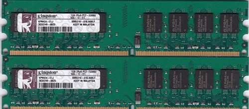 2GB 2x1GB PC2-5300 KINGSTON KPN424-ELG DDR2-667 DESKTOP RAM MEMORY KIT DIMM - Picture 4 of 5