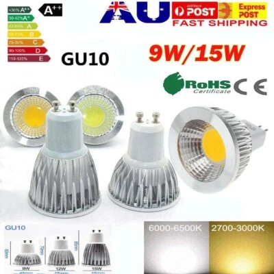 8X GU10 9W/15W Downlight Bulb COB LED Spotlight Globe Lamp Light Warm Cool White - image 1 of 4