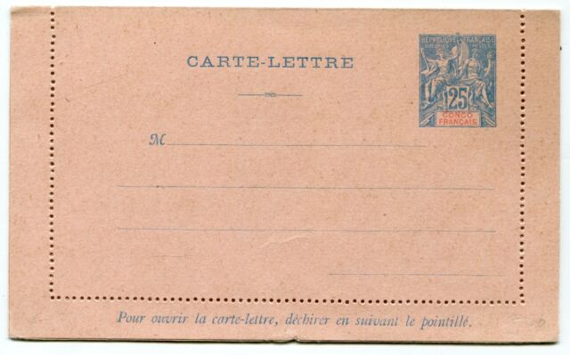 French Comoro (Anjouan) 1901 25c postal stationery letter card K.6 un (cat. €40)