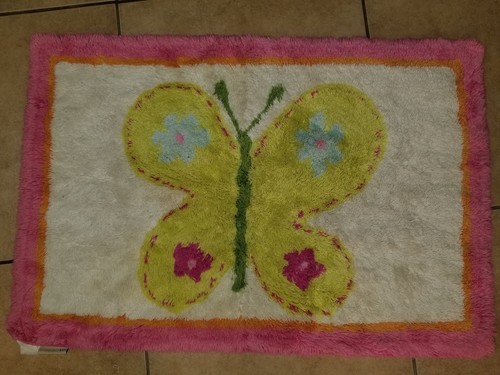 Pottery Barn Kids "Butterfly" Accent Rug/Bath Mat 22 X 33 - Afbeelding 1 van 5