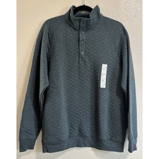 NWT Green Quilted 1/4 Snap Pullover Sweatshirt Work Goodfellow  Co Men  s Size M