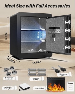 2.1 Cub Fingerprint Home Safe with Fireproof Bag & Dual Alarm Mute Mode