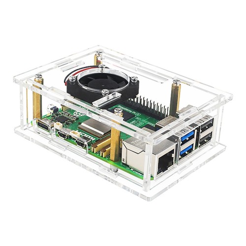 Acrylic Case For Raspberry Pi 5 Transparent Box Cover Clear Shell W/Cooling Fan - Afbeelding 3 van 12