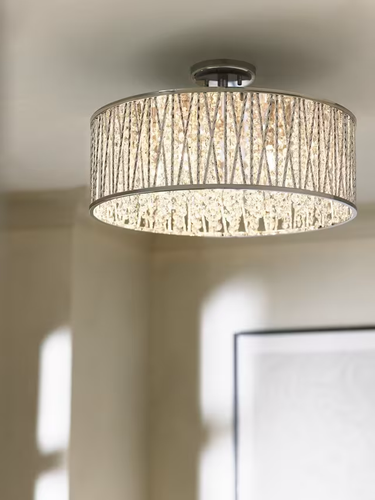 John Lewis Emilia Large Crystal Drum Flush Ceiling Light RRP £300 - Picture 6 of 7