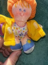 Vintage 1987 Smooshees Fisher Price Orange Haired Plush Doll with Yellow Shirt