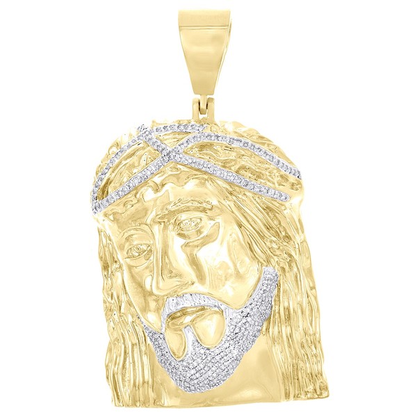 "Jfl Diamonds 10K Gelbgold AnhäNger Jesus Face 1.40\" 1 Ct Diamant"-image