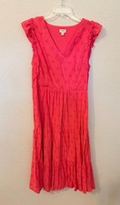 J.Crew Eyelet Midi Dress Ruffle-Sleeve Cotton Sundress Pink Size 12 MM21 