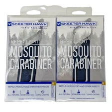 2x SKEETER HAWK WEARABLE MOSQUITO CARABINER CLIPS ALL NATURAL ESSENTIAL OILS 2pk