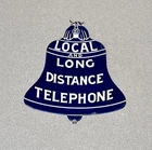 VINTAGE 12” TELEPHONE BELL PORCELAIN SIGN CAR GAS OIL TRUCK MOTORCYCLE