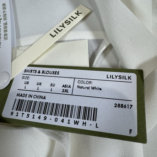 Camicetta di lusso LILYSILK NUOVA CON ETICHETTE bianca naturale fiocco cravatta davanti seta gelso carriera L - Foto 7 di 12