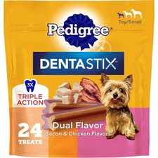 Dental Chews for Small Dogs, Bacon Chicken Flavor Dog Treats, 5 oz Bag of 24