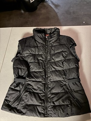 ESPRIT Women s Black Quilted Puffer Vest Full Zip Belted Pockets Size M