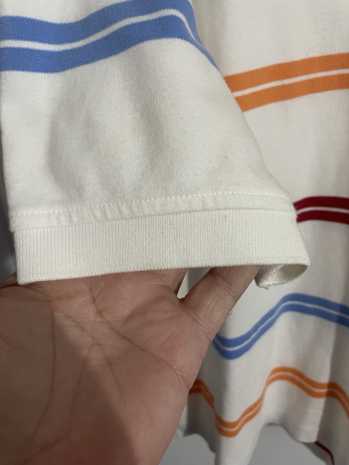 Tommy Hilfiger Polo Size Large Soft Cotton White With Colored Stripes Good thumbnail 6