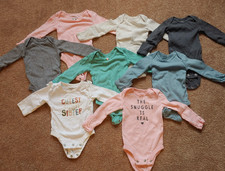 baby girl nb newborn CARTERS lot of 8 one piece bodysuit longsleeve