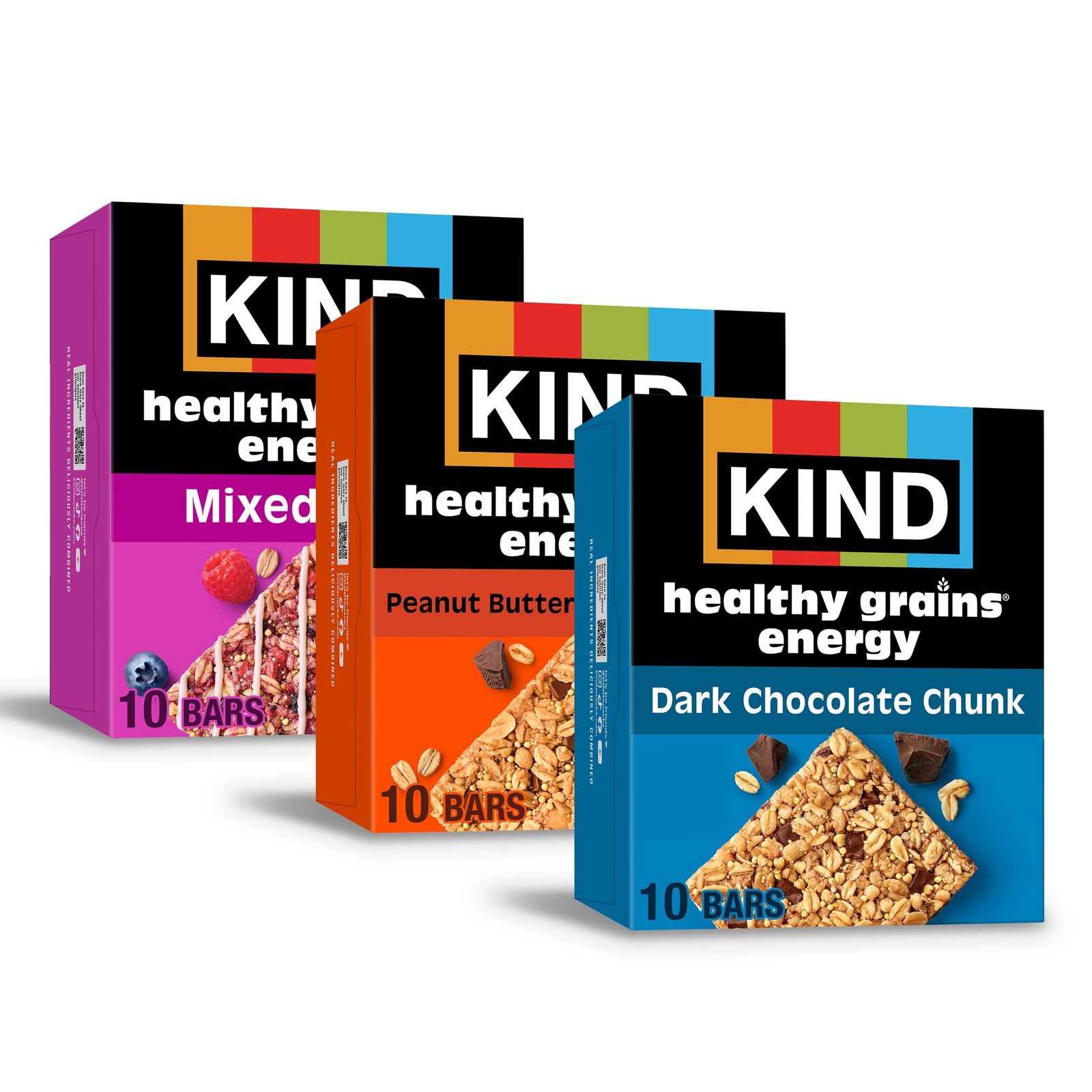 KIND Healthy Grains Energy&reg; Bars 30ct Variety Pack, Dark Chocolate Chunk, Pea...