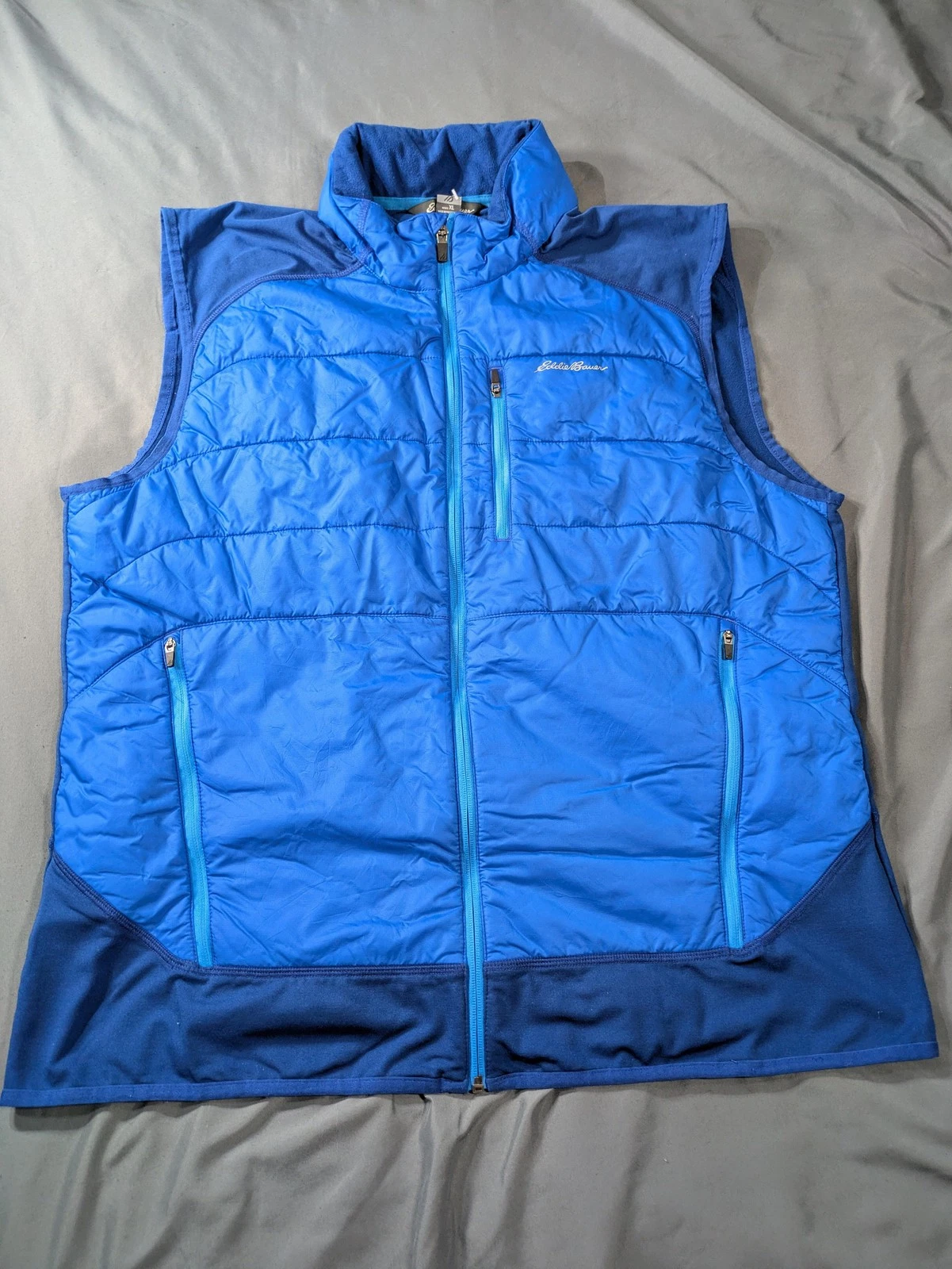 Eddie Bauer Vest Men XL Blue FreeHeat PrimaLoft Ripstop Outdoor Softshell Hiking