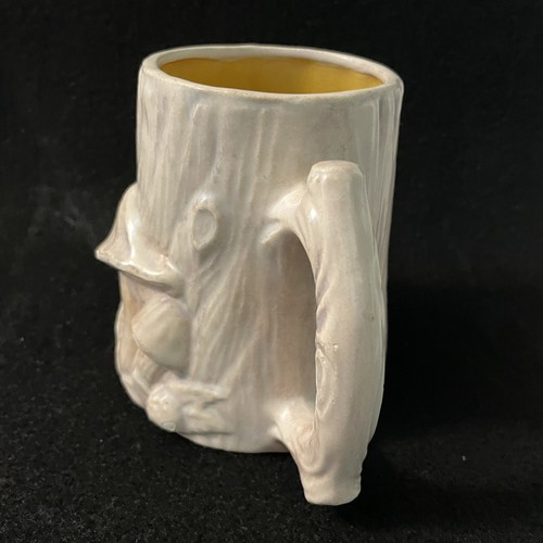 Tazza ceppo fungo ceramica vintage anni '80 dipinta a mano colore chiaro smalto - Foto 5 di 11