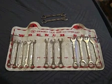 Vintage Oxwall  #3972  14 Pc. Box & Open Wrench Set SAE E-Z HANG-UP KIT READ USA