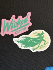 NEW Dunkin Donuts Wicked For Good Stickers Decals Elphaba Witch Wicked set of 2
