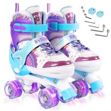 Bvivok Roller Skates for Girls Size M: 2Y-5.5Y , 4 Sizes Adjustable, with Light