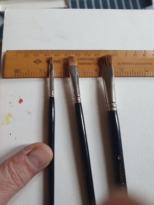 Vintage Premier P34A Zobel flache Pinsel Menge 3 Größe 2 4 & 6