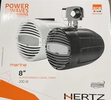 Hertz HTX-8-M-FL-TW 8" White Marine Wake Tower Speaker, Sold Individually