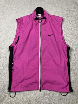 VTG Nike Vest Womens Large Pink Black Full Zip Mesh Back