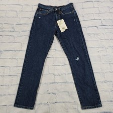 Levi's 501 Skinny Jeans WOMEN 26x28 Dark Wash Distressed Premium Button Fly