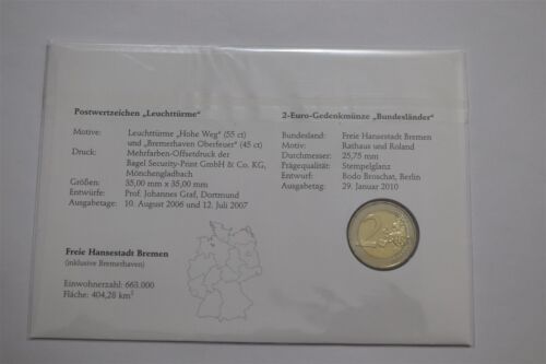 🧭 🇩🇪 GERMANY 2 EURO 2010 BREMEN COIN COVER B58 #45 BX12 - Picture 4 of 4