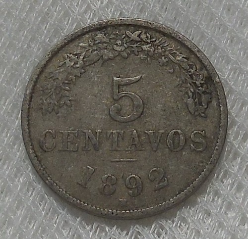 1892 H BOLIVIA 5 CENTAVOS COIN 1 YEAR TYPE - Picture 2 of 2