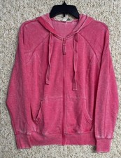 Green Tea Womens Mineral Wash Hoodie Drawstring Long Sleeve Jacket Small,