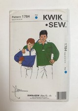Vtg Kwik Sew 1784 Sewing Pattern Boys Loose Fit Pullover Shirts 8-10-12-14 Uncut