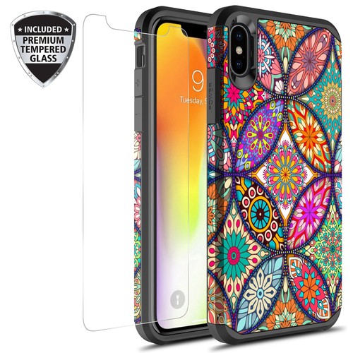For iPhone Xs Max (6.5") Hybrid Graphic Case W/ Tempered Glass Screen Protector - 第 12/13 張圖片