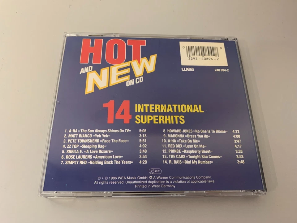 Various - Hot And New On CD - CD © 1986 - a-ha,Matt Bianco,ZZ Top,H.Jones,Prince - Bild 3 von 3