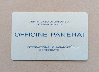 Panerai Garanzia Garantiekartenheft (ungeschrieben) mit Stempel