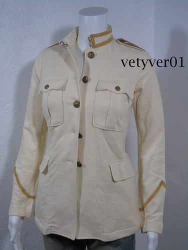 RALPH LAUREN Denim & Supply Women Military Army Cotton French Terry Gold Trim - Picture 6 of 12