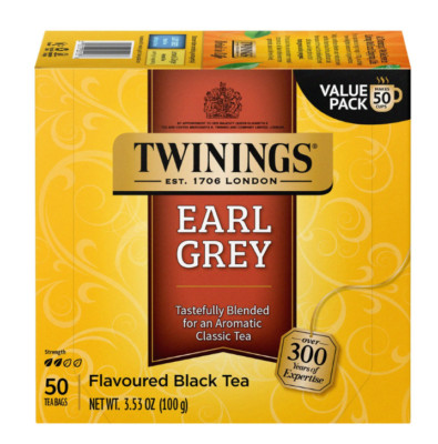Twinings Earl Grey Citrus and Bergamot Black Tea Bags, 50 Count Box