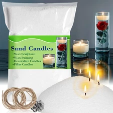 Snow Pearled Candle Sand with Wicks – 410g White DIY Wax for Jars & Events