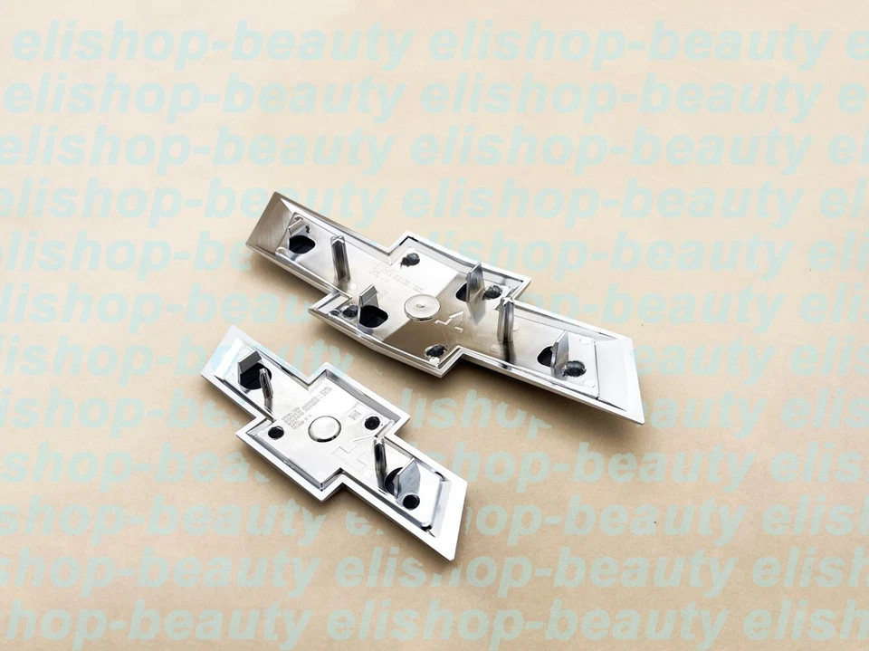 New 2021-2025 Suburban Tahoe Front & Rear Chrome Black Bowtie Emblems Kit OEM - Image 3 of 4