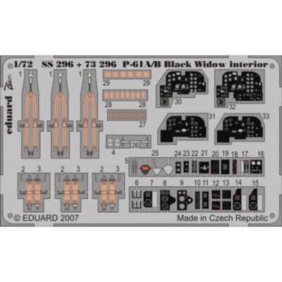 MW22 EDUARD SS296 P-61A/B INTERIOR S.A. 1/72 ZOOM SET for