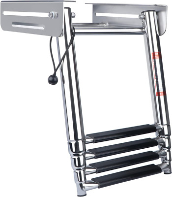 4 Step Boat Ladder,Stainless Steel under Platform Sliding Dive Ladder for Pontoo