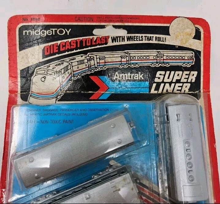 Juego diecast vintage Midgetoy Amtrak Super Line 1981 No. Espalda azul sellada 1940 Foto 4 de 4