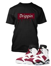 Mens Dripping Retro Air J6 Carmine Shoe Sneaker Tee Shirt Graphic T Shirt